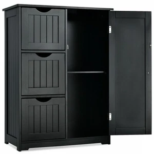 Bathroom Storage Organizer Cabinet Floor Free Standing w/3 Drawers &1 Cupboard - Picture 1 of 12