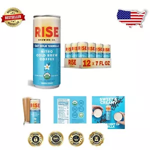 Organic Nitro Cold Brew Coffee with Vanilla Oat Milk - 12 Cans, No Sugar Added - Picture 1 of 10