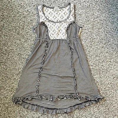 Eyelash Couture Babydoll Tunic Dress Size S Lace Ruffle Striped Sleeveless Y2K - Image 1 of 4