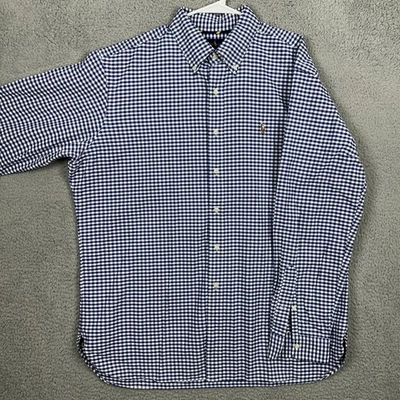 Camisa Ralph Lauren Abotonada Para Hombres XL Azul Blanco Cuadros Calce Clásico Carne Poni Foto 1 de 4