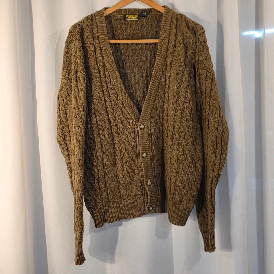 Vintage Oshkosh B’Gosh Cardigan Men's Large Grandpa Dad Cable Knit Cotton Blend - Image 1 of 4