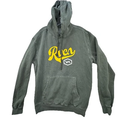 RVCA Hoodie Sweatshirt Mens Medium Washed Out Green VA Logo Pullover - Image 1 of 4