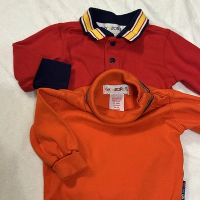Body de manga larga de algodón recién nacido vintage con etiqueta de color Gymboree (2) rojo/naranja Foto 1 de 4