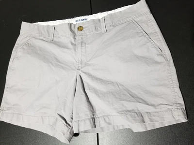 Pantalones Cortos Old Navy Mujer Talla 10 Gris Chino Algodón Cremallera Tiro Medio #345 Foto 1 de 4