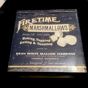 MARSHMALLOWS DOSE Firetime großer Behälter lebensmittelecht Rezept an der Seite Vintage Stil - Bild 1 von 12