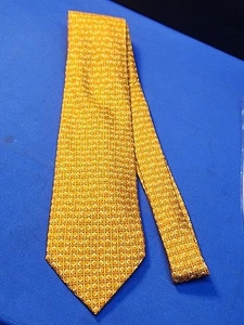 Vtg Hermes Paris Tie Mens Gold Yellow Classic PolkaDot Pattern 100% Silk 5333 TA - Picture 1 of 6