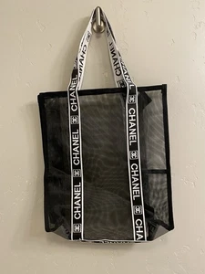 Chanel Women’s Black GWP Novelty Mesh Tote Bag W/Logo - Picture 1 of 8