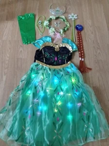 Déguisement Robe Princesse Anna verte à et accessoires, gants, baguette, 3-4ans - Photo 1/8