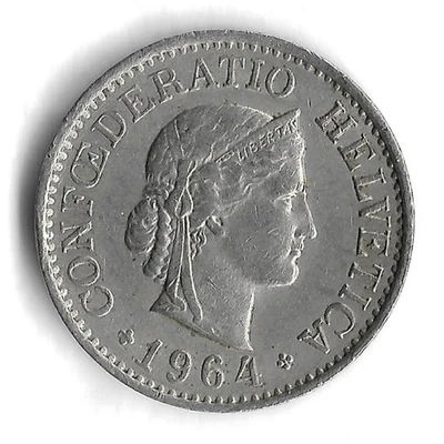Moneda Mundial Suiza 1964 10 Rappen - KM# 27 Foto 1 de 2
