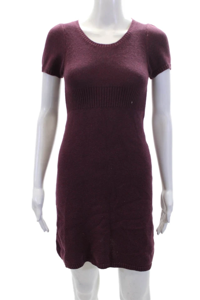 Bonpoint Girls Wool Knit Blend Round Neck Short Sleeve Dress Purple Size XS - Image 1 of 4