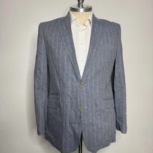 Joseph Abboud 2XLT Blue Plaid Linen Blend Sport Coat Blazer Men Large Tall - Picture 1 of 10