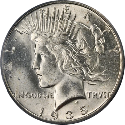 1935-S Peace Dollar PCGS MS63 Blast White Superb Eye Appeal - Image 1 of 4