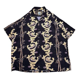 Vintage 90s Blue Sky Apparel Dragon AOP Button Shirt Souvenir Tribal XL - Picture 1 of 6