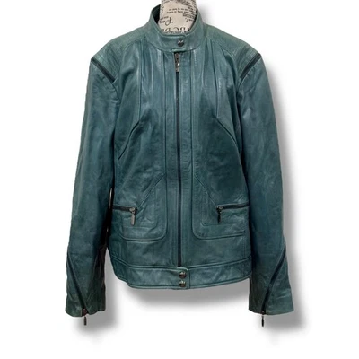 Bernardo Women's Size 2X Green Genuine Leather Motorcycle Jacket - Image 1 of 4