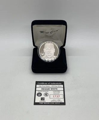 Reggie White Green Bay Packers NFL One Troy Oz .999 Fine Silver Medallion /5,000 - Image 1 of 4