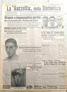 GAZZETTA DELLA DOMENICA 1938 LIGURIA TORINO AMBROSIANA BOLOGNA LAZIO ROMA - Imagen 1 de 1