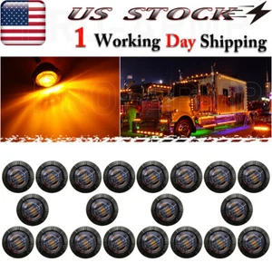 20x Smoked Amber LED Clearance Light Truck Trailer 3/4"Side Marker Bullet Lights - Picture 1 of 5
