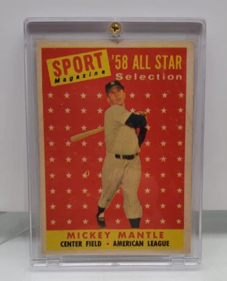 MICKEY MANTLE 1958 TOPPS BASEBALL #487 AS (HOF) NEW YORK YANKEES VG - Image 1 of 4