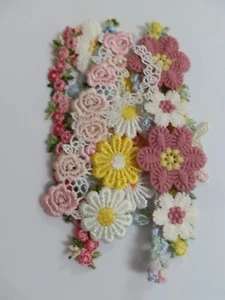 Pretty Floral, Colourful, Embroidered, Applique Trim Pieces - Picture 1 of 2