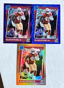 ELIJAH MITCHELL LOT OF 3 2021 Panini Optic BLUE SCOPE + PURPLE SHOCK + BRONZE RC - Bild 1 von 4