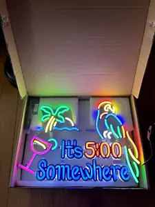 It's 5 o'clock Somewhere LED Leuchtreklame Brandneu in Box Parrothead ~ LQQK ~ - Bild 1 von 5