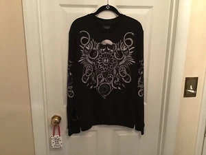 Zara Men Black Pullover Long Sleeves Crewneck Skull Sz S - Picture 1 of 4