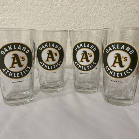 Oakland Athletics Pint Glass Lot Of 4 Boelter/MLBP 2007 16oz. A’s Baseball Logo Cover