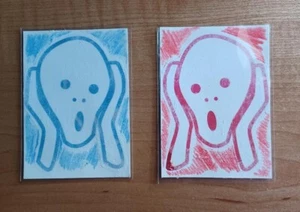 Original 2 ACEO Art Cards Miniature Art Politics Echo to Scream - Sela GU-GO  - Picture 1 of 2