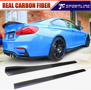 Fits BMW F82 F83 M4 2014-19 Carbon Fiber Side Skirts Extension Lip Panel BODYKIT - Picture 1 of 16