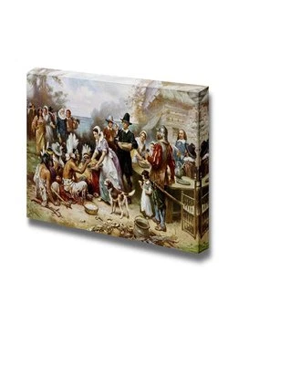 WALL26 12"x18" Jean Leon Gerome Ferris Wall Art Canvas Print - The First Thanksgiving