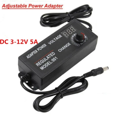 3-12V 5A 60W AC/DC Switching Adjustable Power Supply Adapter with LED Display C# - Image 1 of 4