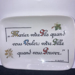 Plato de porcelana - Limoges Clary Paris G. Herbert Quote deco - Imagen 1 de 5