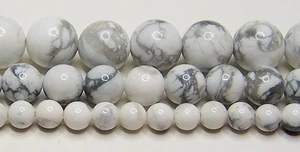 Howlite Beads Natural White 2mm-3mm-4mm-6mm-8mm-10mm-12m Real Stone 15.5" Strand - Picture 1 of 1