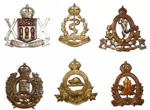 INSIGNIAS DE GORRA MILITAR BRITÁNICA, seis insignias de gorra de regimiento del ejército real canadiense - Imagen 1 de 8