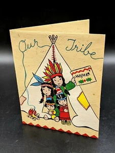 Unsigned Vintage POP UP Greeting Card CHRISTMAS Teepee Native Tribe Heap Big - Picture 1 of 10