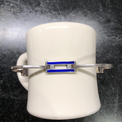 bracciale vintage Gucci argento sterling smalto blu Italia