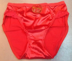Women Panties Briefs Bikinis SELINA SizeXXL Red SatinSilky W/Net&Decoration - Picture 1 of 5