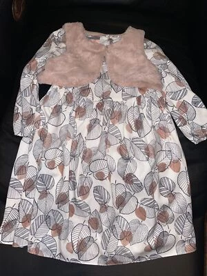 Girls Fall Dress Leaves With Removable Fur Vest Size 6 - Image 1 of 4