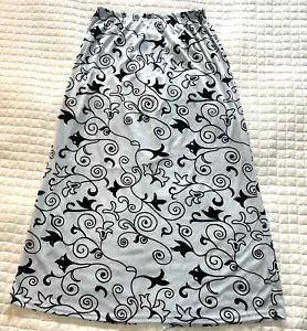 MIdi A Line Pastel Floral Skirt Blue Black Slit Fairy Boho Y2K VTG XL 1X - Picture 1 of 11