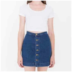 American Apparel Dark Denim Button Down Skirt - Picture 1 of 5