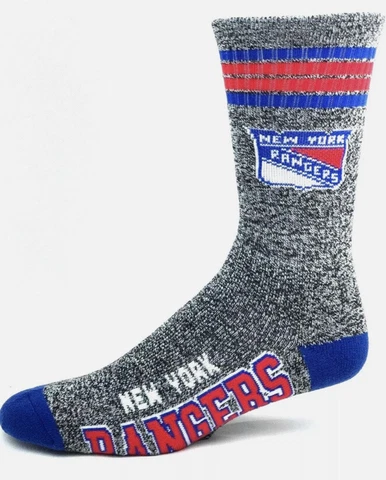 New York Rangers Hockey 4 Stripe Got Marbled Gray Deuce Crew Socks LARGE Cover