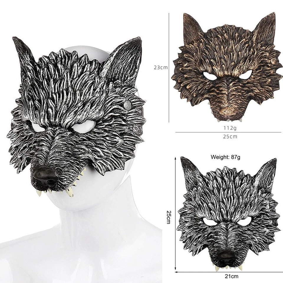 3D Realistic Wolf Head Mask Soft PU Foam Halloween Headgear  Halloween Cosplay - Image 1 of 4