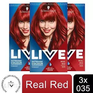 3x LIVE Teinture Cheveux Permanente Rouge Véritable, Couleur Intense 035 - Photo 1/7