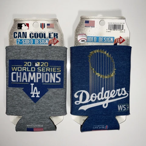 LOS ANGELES DODGERS 2020 WORLD SERIES CHAMPS Set Of 2 CAN KOOZIE COOLER HOLDER Cover