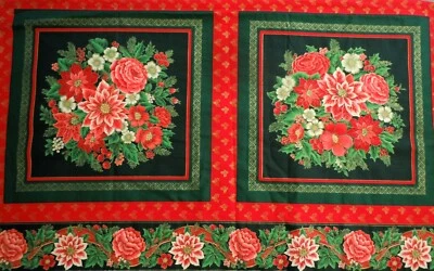 Vintage VIP Cranston Cotton Fabric Christmas Pillow Border Fabric 5.7 Yards - Image 1 of 4