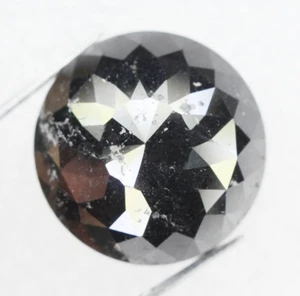 10.99 Ct Natural Loose Black Color Round Rose Cut Beautiful Engagement Diamond - Picture 1 of 12