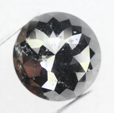 10.99 Ct Natural Loose Black Color Round Rose Cut Beautiful Engagement Diamond - Image 1 of 4