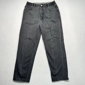 Pantalones de mezclilla Lee Originals vintage para mujer cintura elástica negros para mamá hechos en EE. UU. 29x26 - Imagen 1 de 7