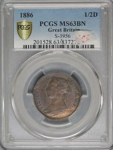 Great Britain 1886 1/2 Penny K-754 NGC MS63 BN - Picture 1 of 2