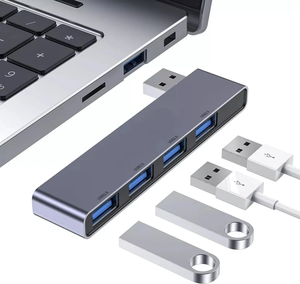 Hub USB,4 In 1 Presa USB Multipla USB Con 1 Porta USB 3.0, 3 USB 2.0, in allumin - Immagine 1 di 1